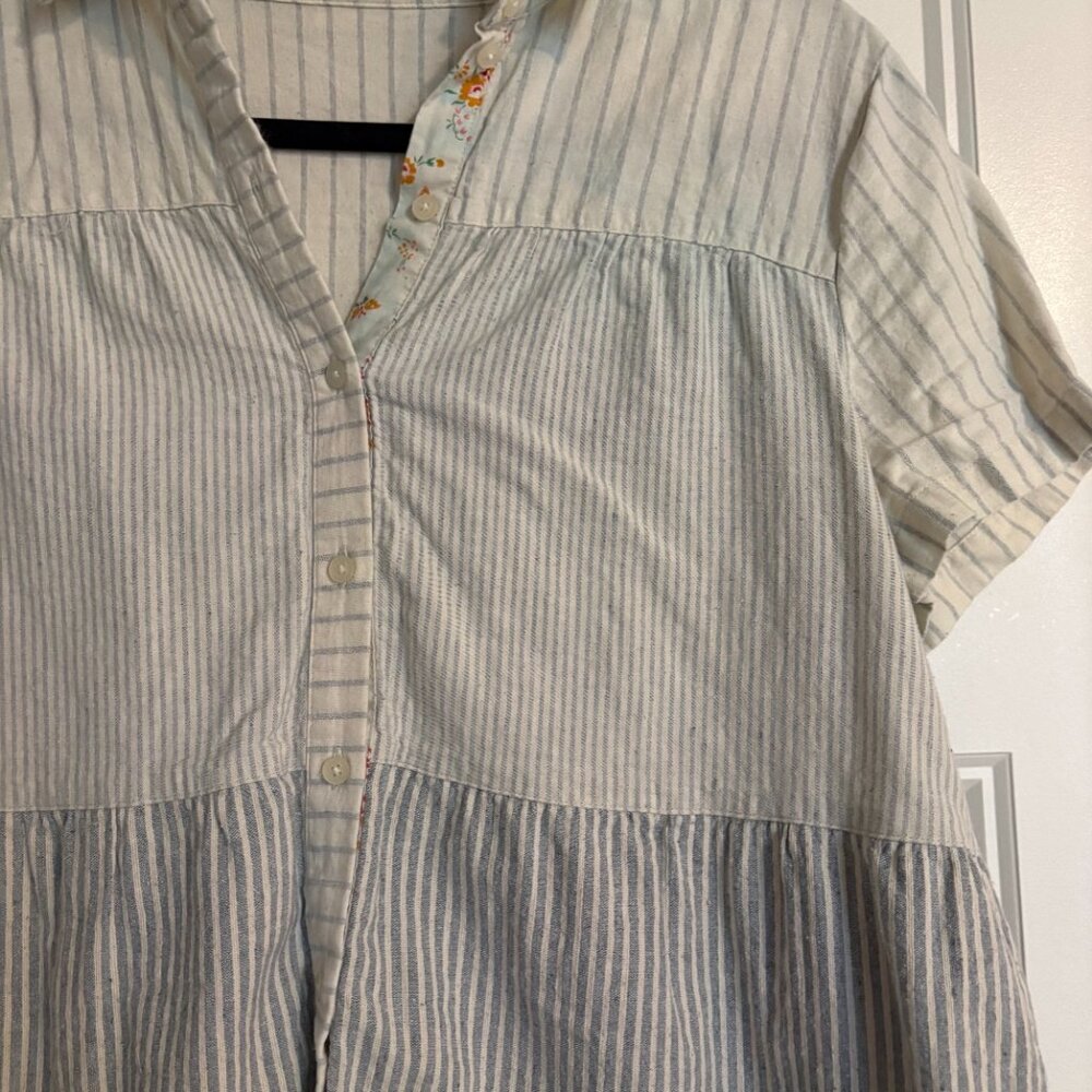 Madewell x The New Denim Project® Stripe-Mix Seamed Button-Down Shirt - Picture 4 of 5